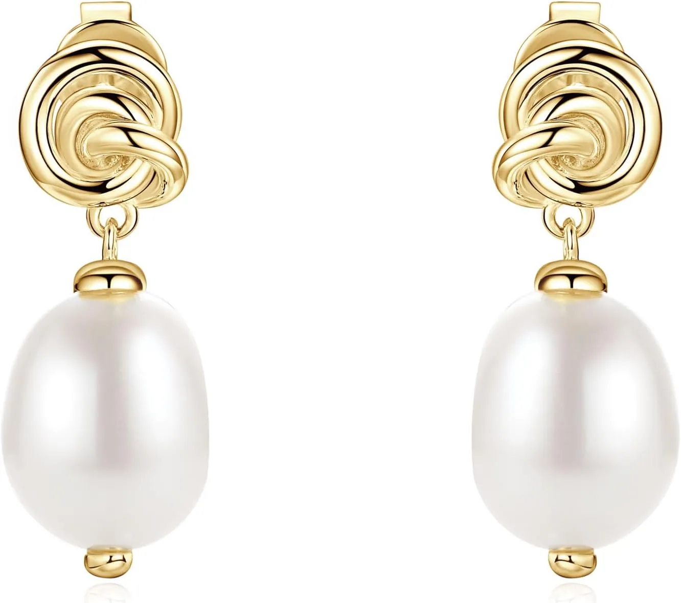 Freshwater Pearl Drop Earrings for Women, 925 Sterling Silver Infinity Pearl Drop Earrings Jewelry Gifts for Bride Wife Mom