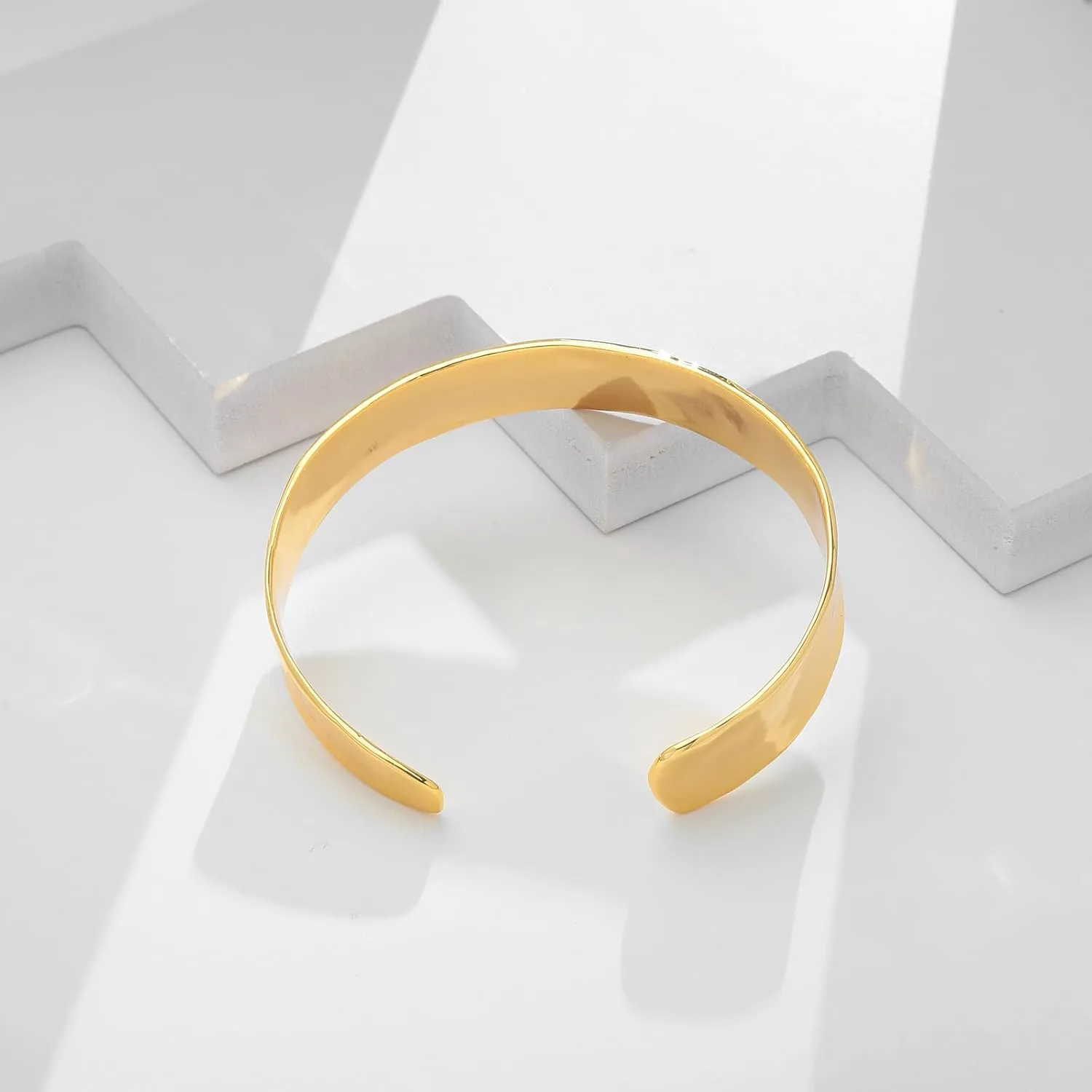 Hammered Gold Cuff Bracelets for Women Irregular Adjustable Open Bangles Chunky Statement Wide Gold Bracelets Vintage Boho Gold Arm Cuff Jewelry