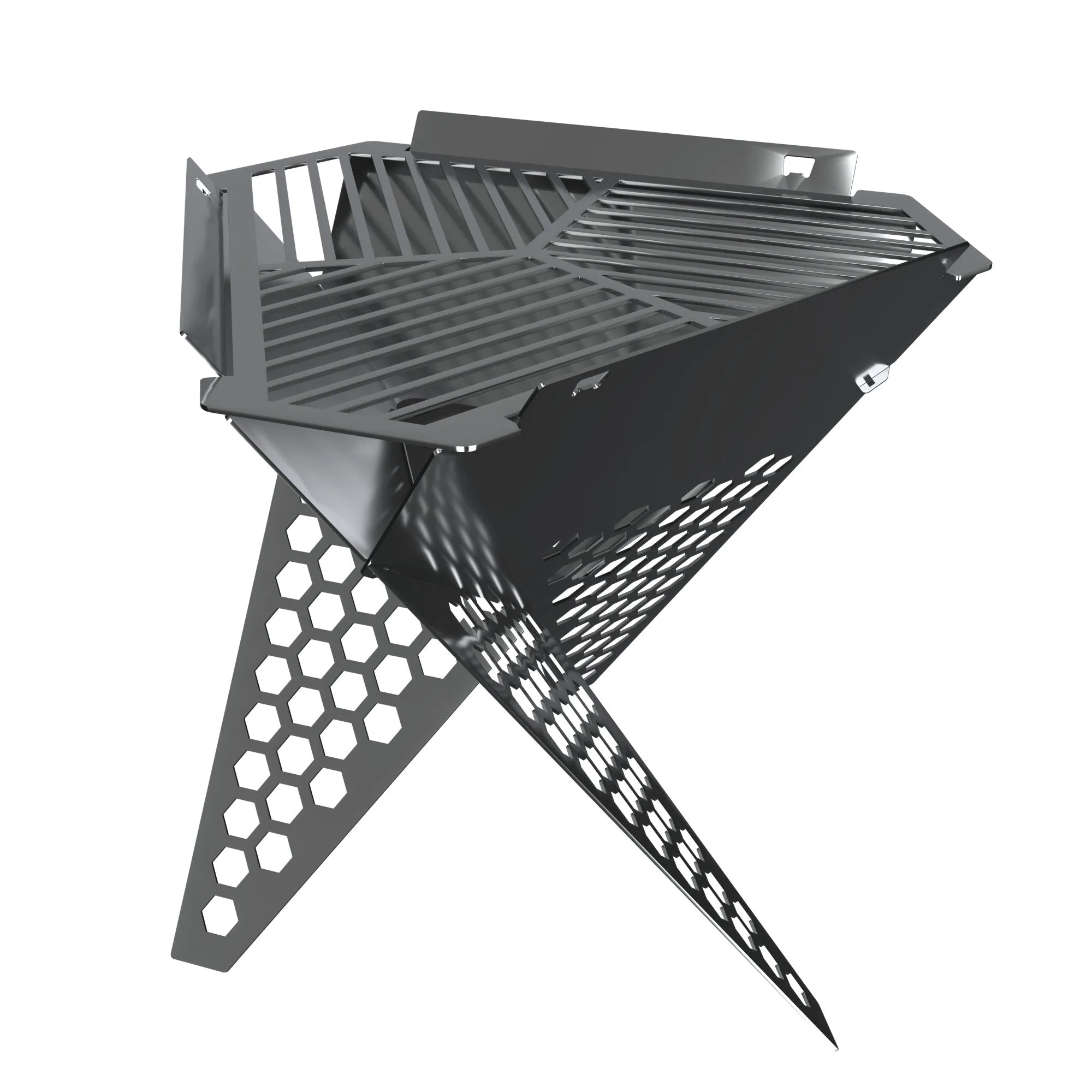 Hex Collapsible Portable Outdoor BBQ and Fire Pit - Stainless