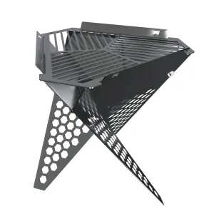 Hex Collapsible Portable Outdoor BBQ and Fire Pit - Stainless