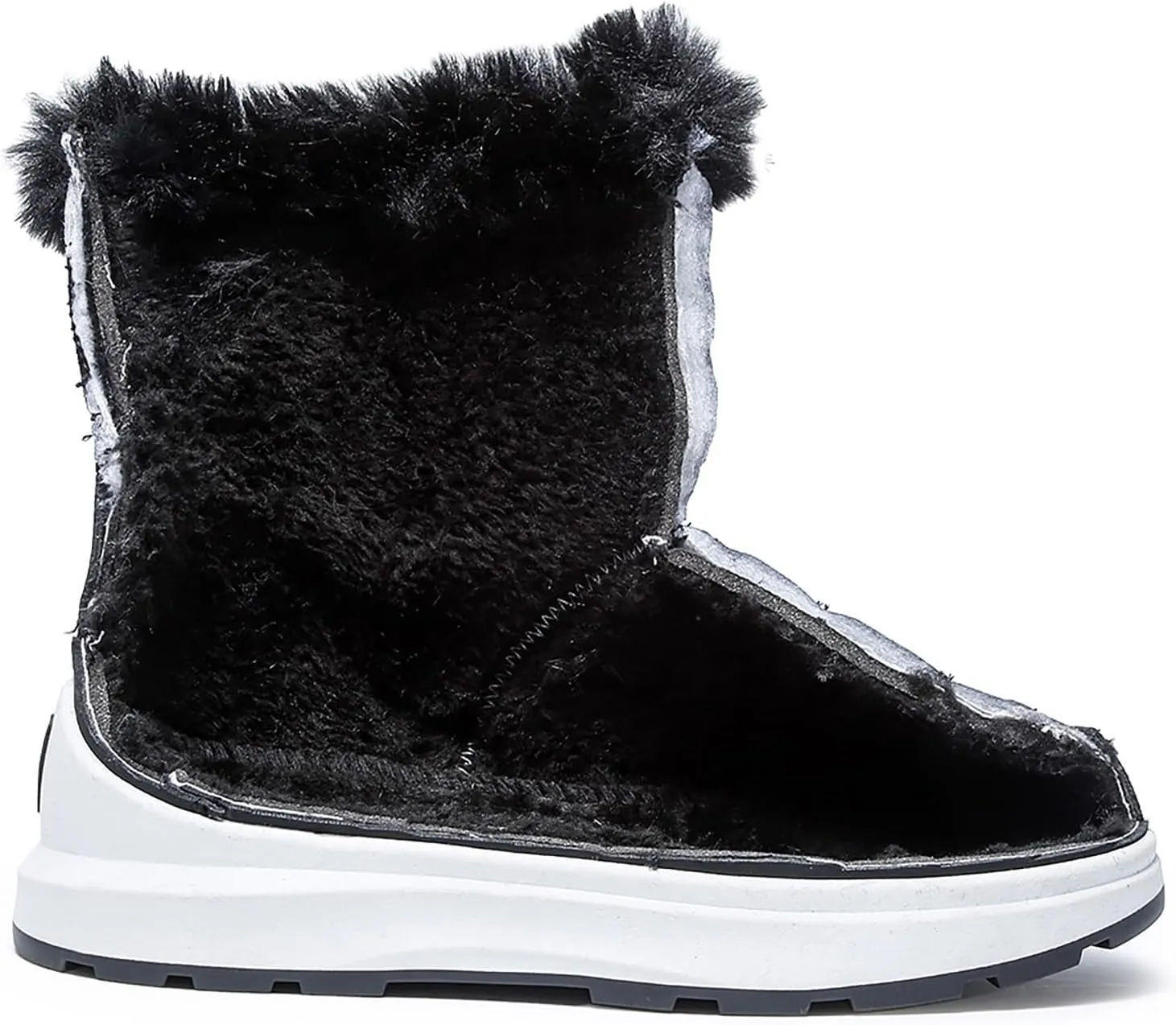 HINDOLA Waterproof Snow Boots for Women Faux Fur Cozy Warm Insulated Winter Boots Lace Up Mid-Calf Outdoor Shoes Walking Hiking Booties