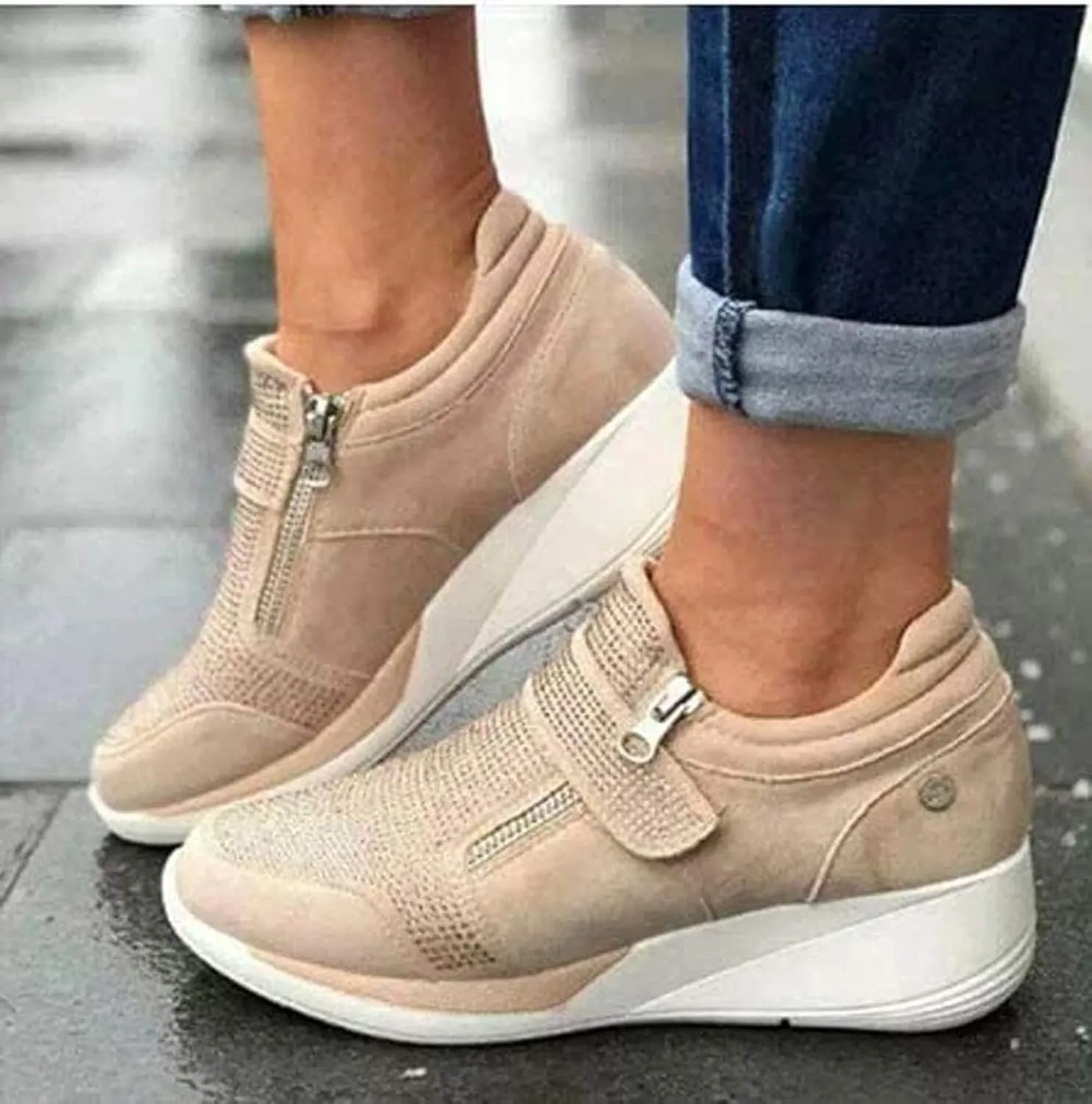 HINDOLA Women's Rhinestone Sneakers Arch Support Walking Fashion Casual Glitter Bling Shoes Wide Width Walking Shoes