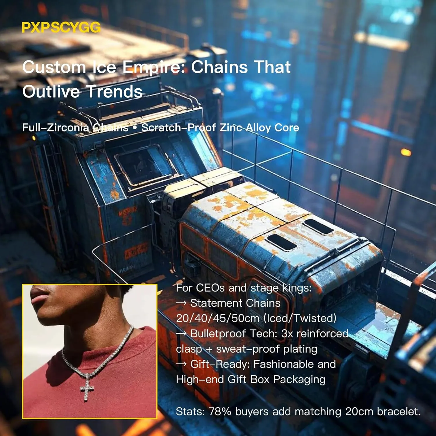 Hip Hop Tennis Chain Necklace with Cross Pendant for Men & Women ??Gold Plated Iced Out Cuban Link Chains, Bling Rhinestone & Crystal Studded Necklaces for Teens (8-24 Inches)