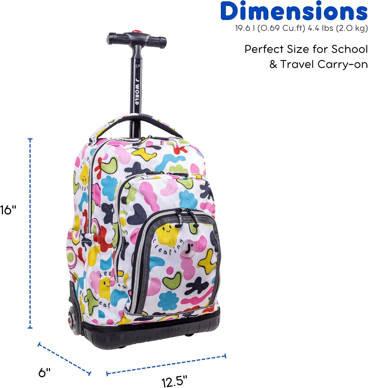 J World New York Lollipop Kids Rolling Backpack & Lunch Bag Set, Kiddo, One Size