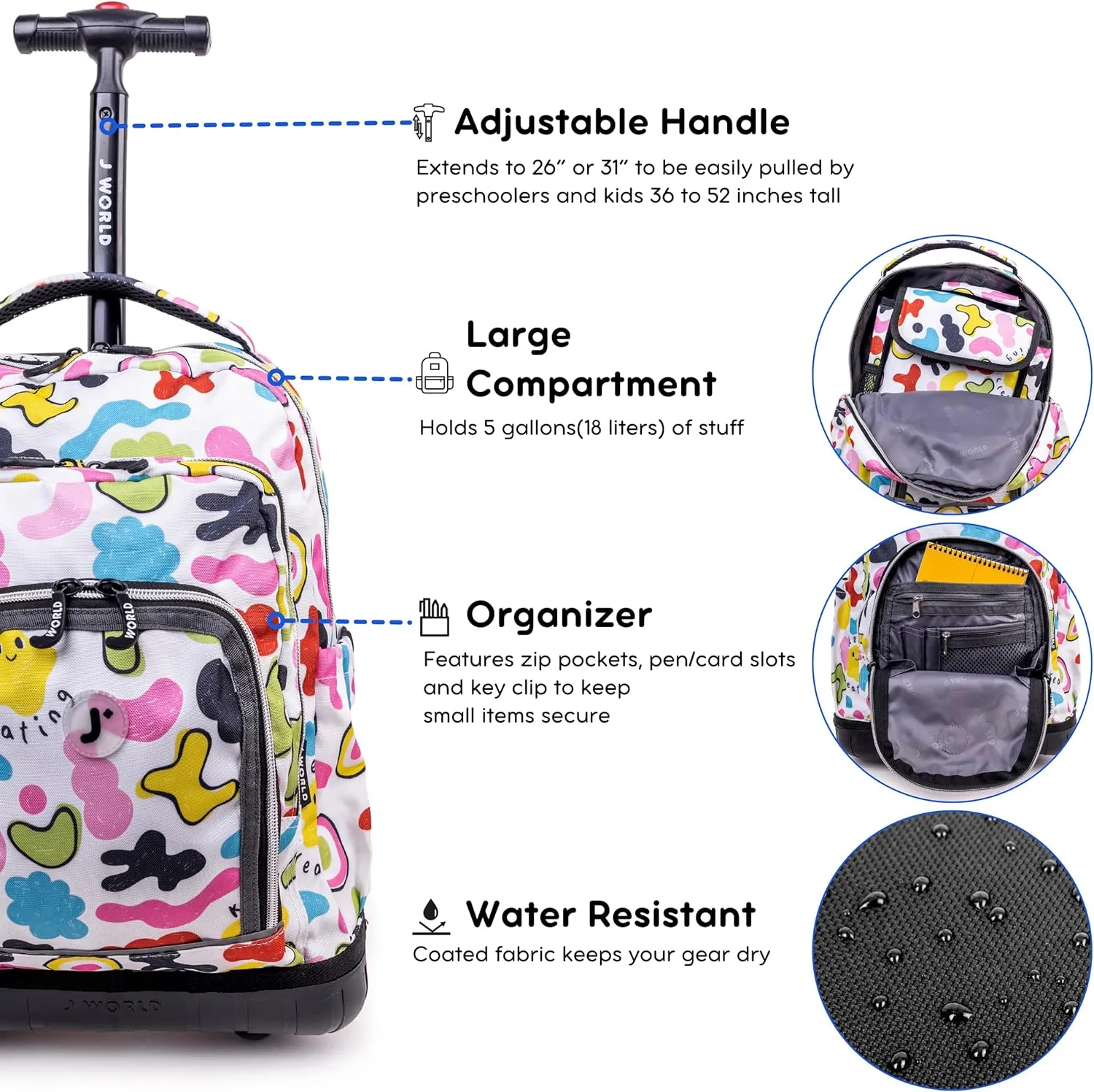 J World New York Lollipop Kids Rolling Backpack & Lunch Bag Set, Kiddo, One Size