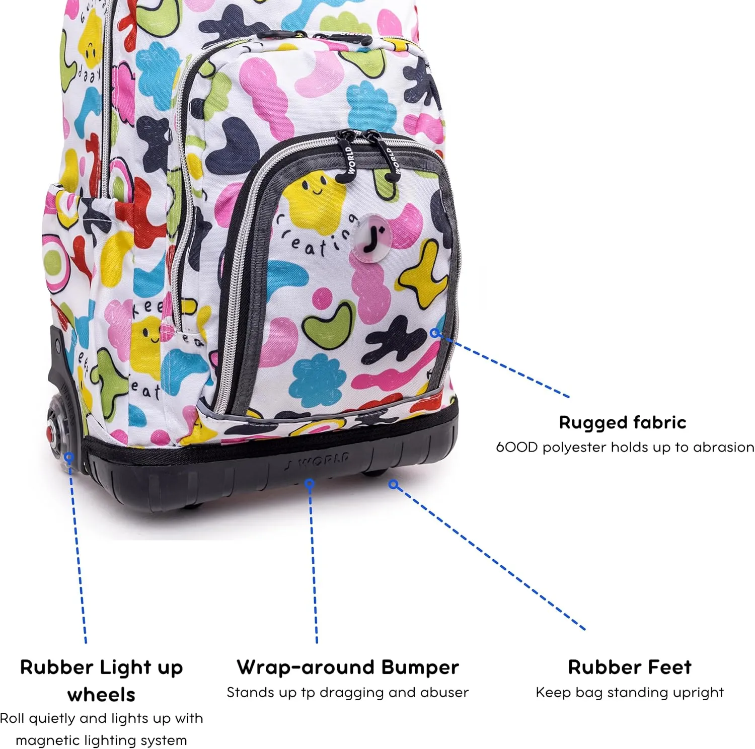 J World New York Lollipop Kids Rolling Backpack & Lunch Bag Set, Kiddo, One Size