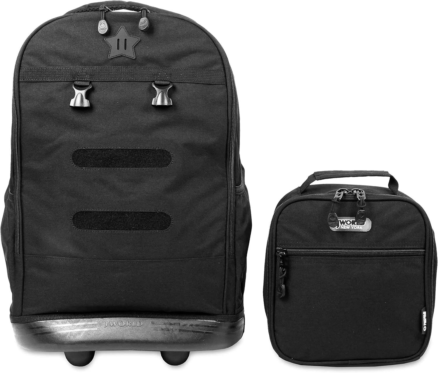 J World New York Unisex Kid's Duo Rolling Backpack with Lunch Box Set, Black, One Size