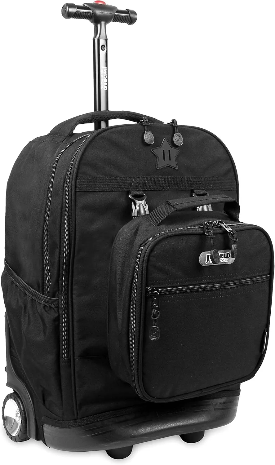 J World New York Unisex Kid's Duo Rolling Backpack with Lunch Box Set, Black, One Size