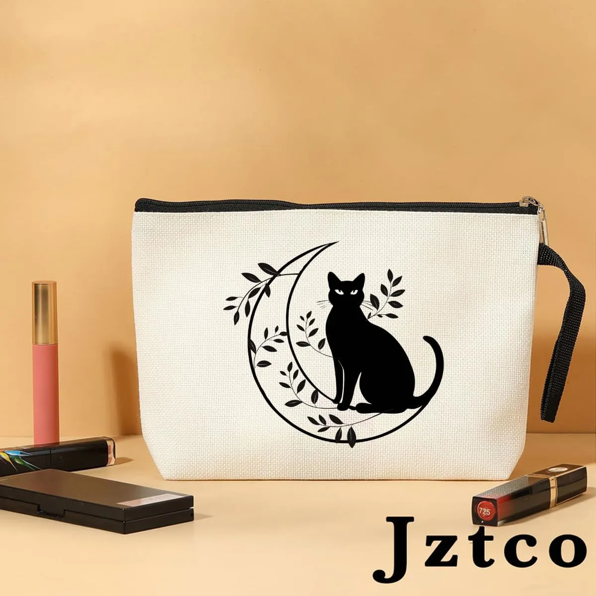 Jztco Cat Mom Gifts: Crescent Moon Makeup Bag for Women - Cat Themed Toiletry Bag for Graduation & Birthday Gifts