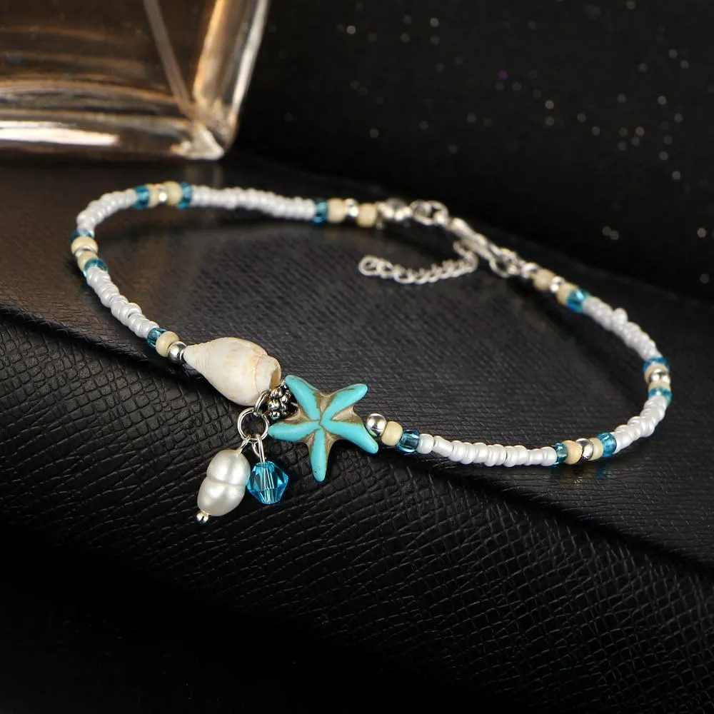 kelistom Boho Anklet Bracelet for Women Handmade Elphant Sun Turtle Shell Ankle Bracelets Summer Foot Jewelry