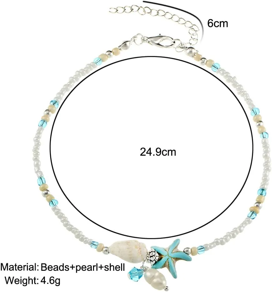 kelistom Boho Anklet Bracelet for Women Handmade Elphant Sun Turtle Shell Ankle Bracelets Summer Foot Jewelry