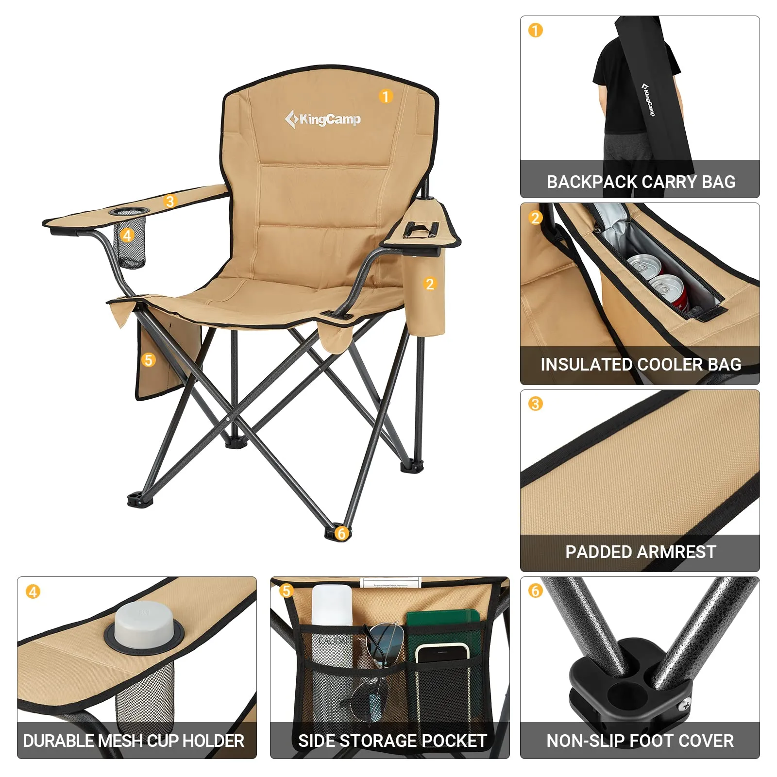 KingCamp Oversized Outdoor Camping Folding Chair