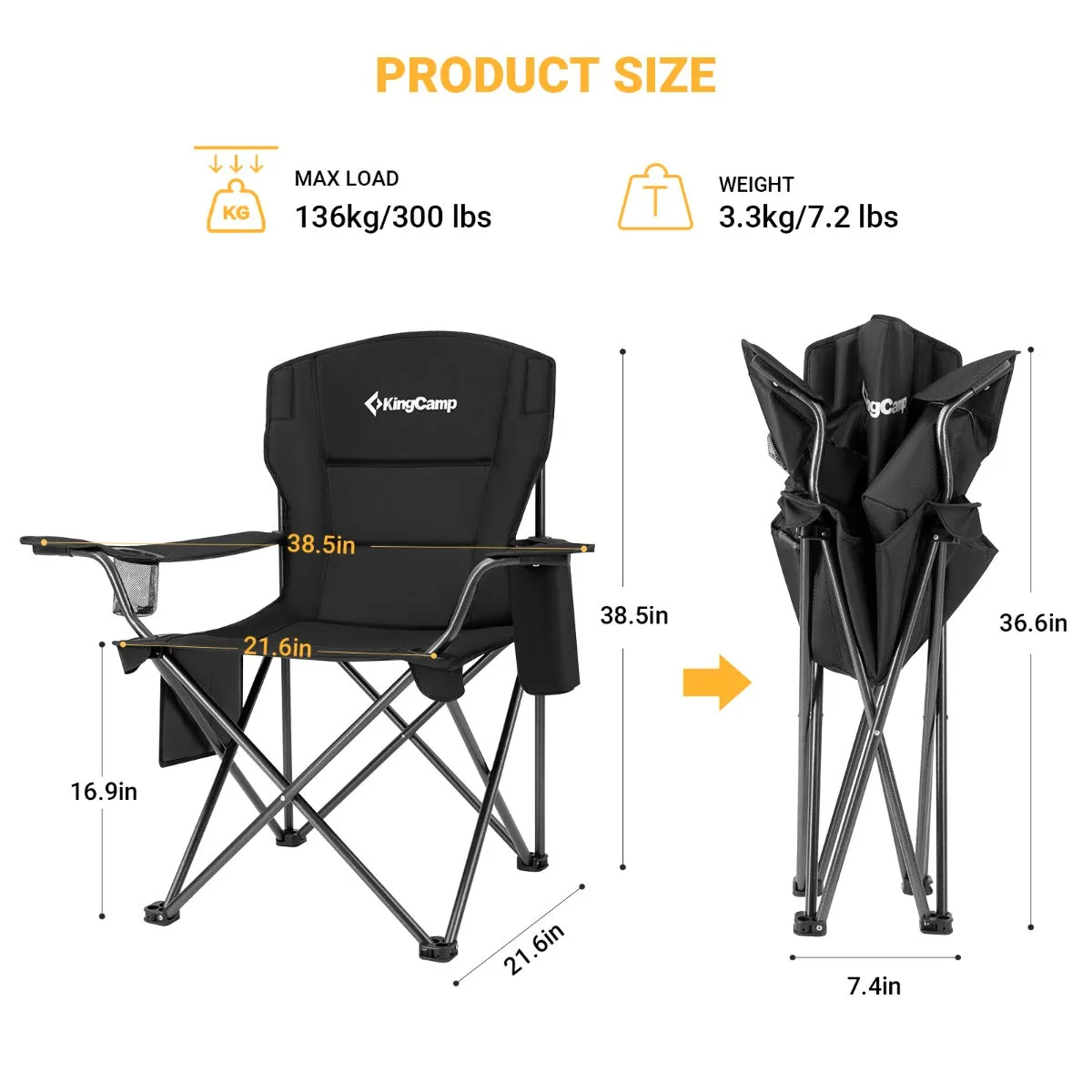 KingCamp Oversized Outdoor Camping Folding Chair