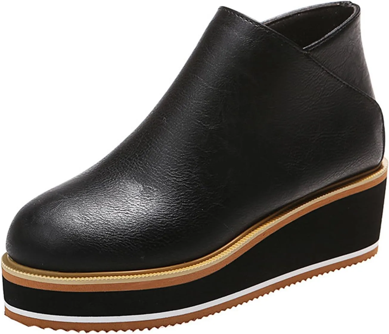 Ladmiple Wedge Boots For Women Wide Width Casual Fashion Low Wedge Heel Ankle Booties Dress Shoes Western Short Booties 2024