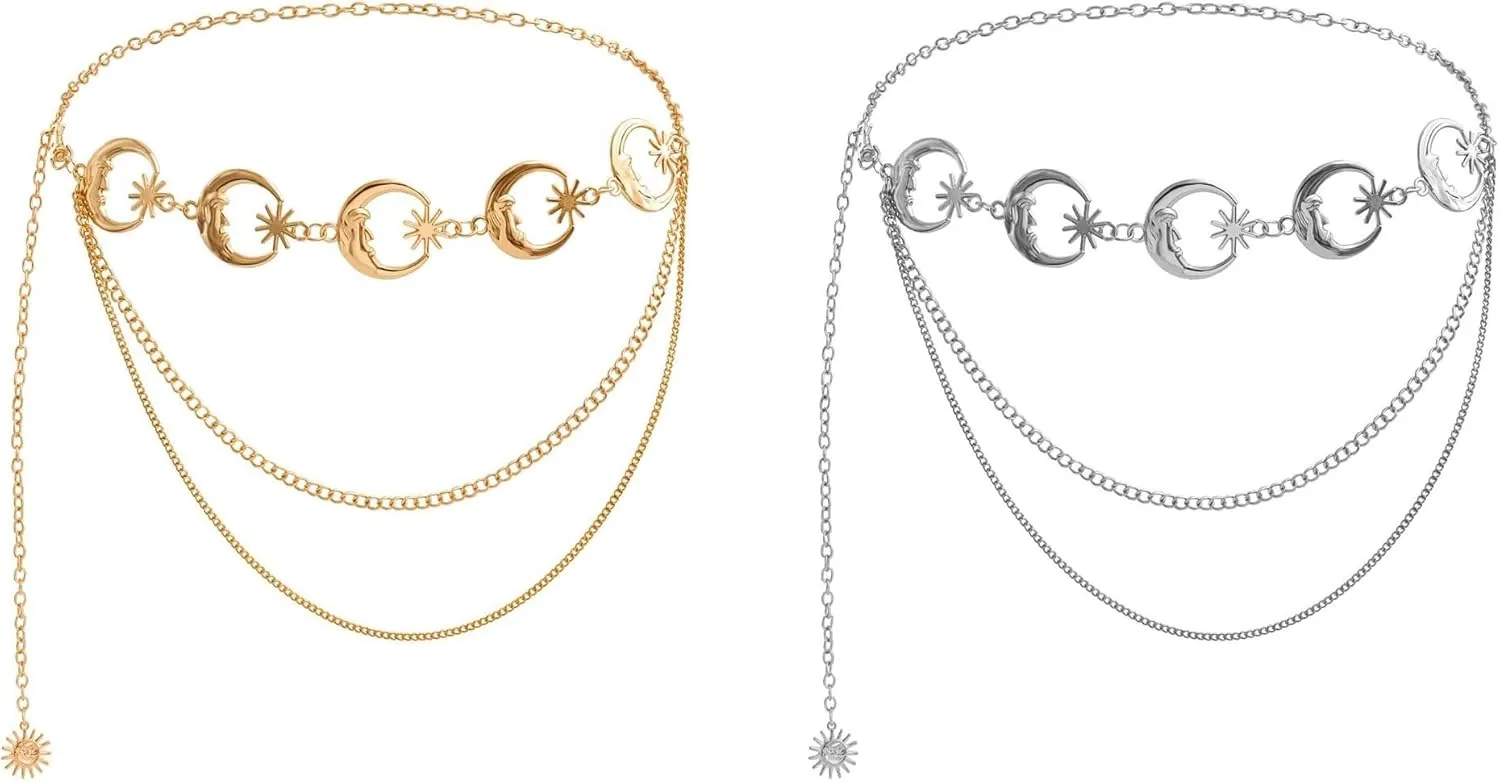 Leadigol Body Chain Simple Metal Waist Belts Women Belts Silver Waist Corset Chain Belts