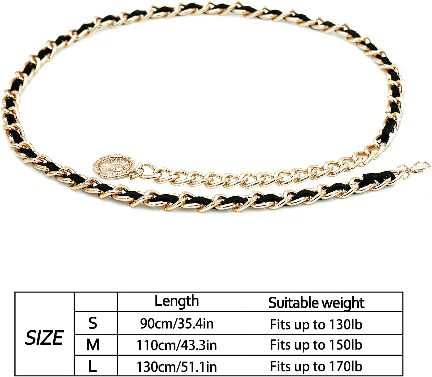 Leather Chain Belts for Women Girls, Layered Body Chain Belts Metal Waist Chain for Dress Vest Jeans