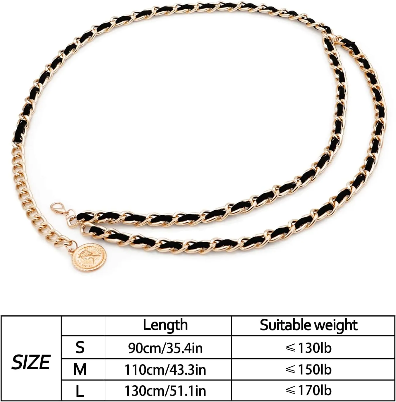 Leather Chain Belts for Women Girls, Layered Body Chain Belts Metal Waist Chain for Dress Vest Jeans