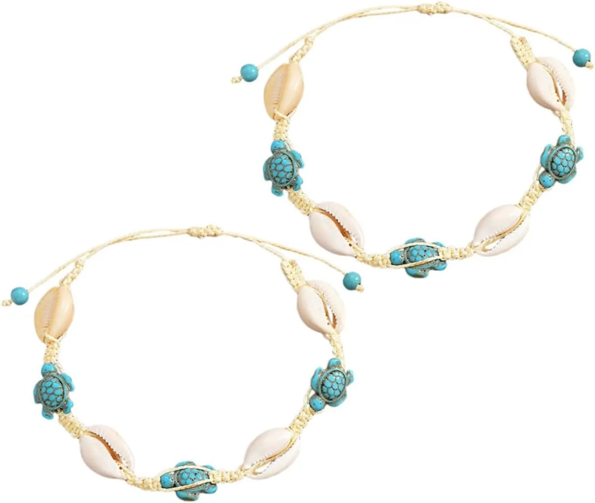 LIFKOME Beachy Bracelet for Women Sea Turtle Shell Anklet Braided Rope Summer Vacation Accessory Fashionable Jewelry