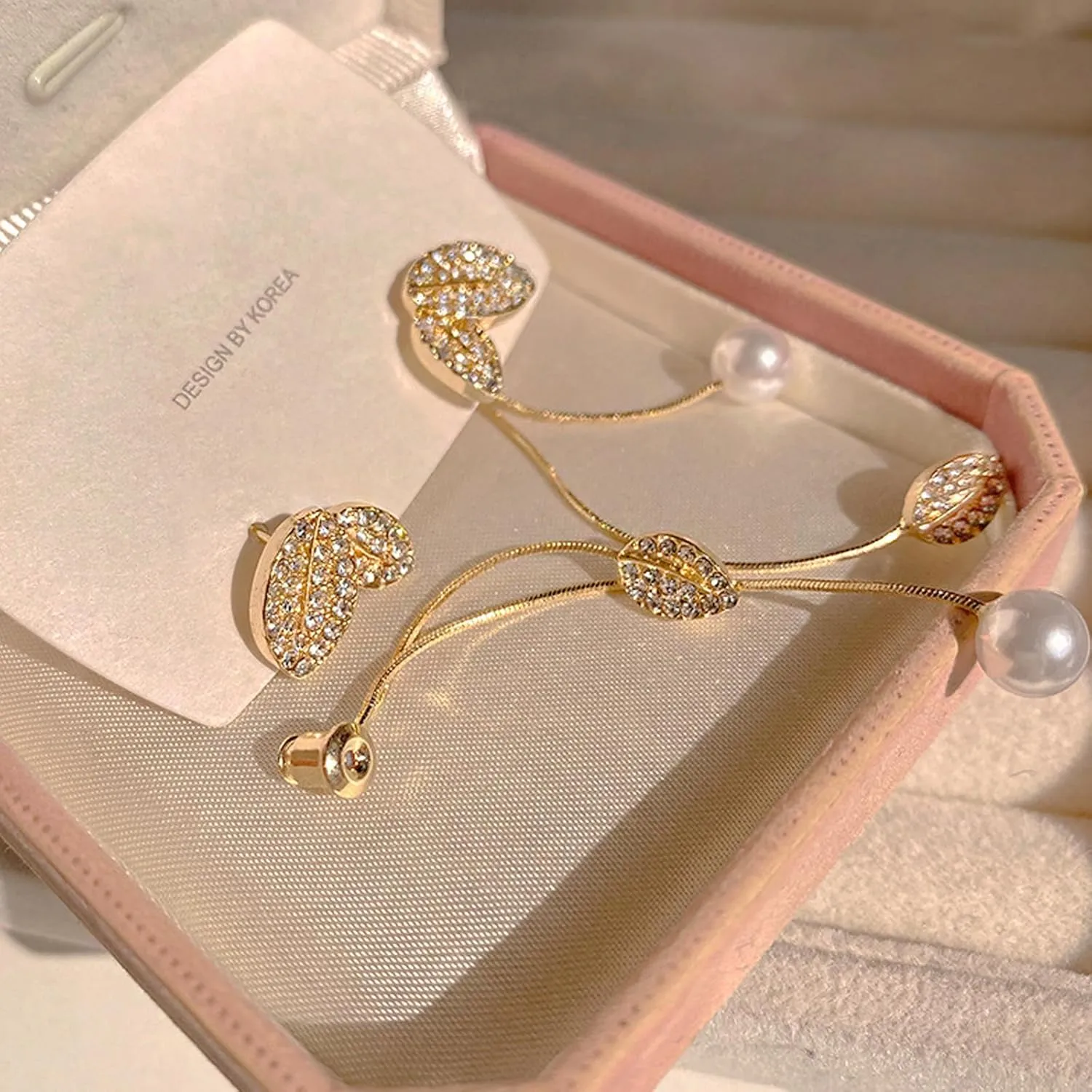 Long Pearl Drop Dangle Earrings for Women Gold Tassel Tiny Pearl Chain Earrings Wedding Earrings Jewelry