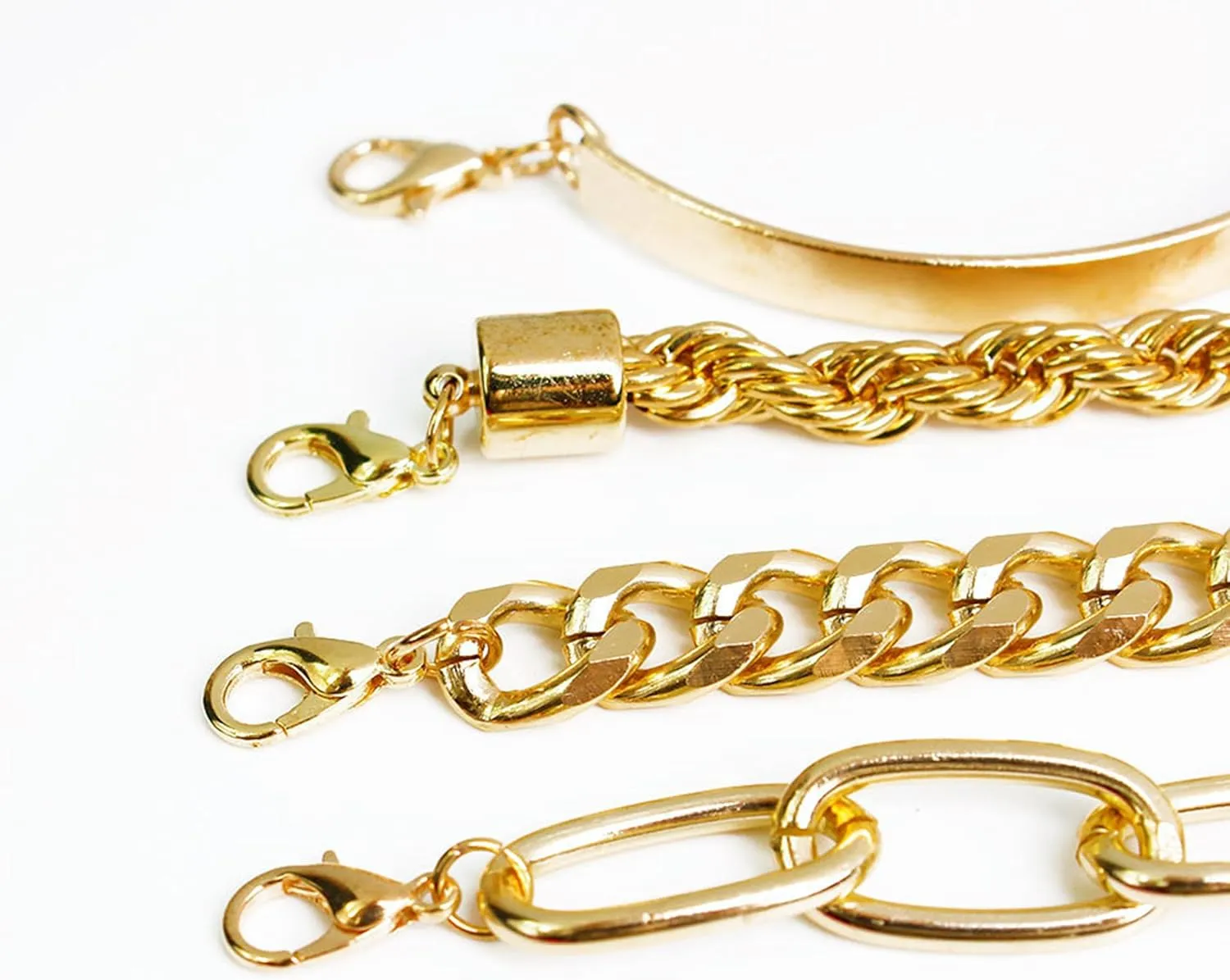 Long tiantian Gold Bracelet Stack Chunky Gold Bracelet for Women Dainty Gold Bracelets Pulseras Para Mujer Chain Link Stackable Bracelets for Women Gold Jewelry