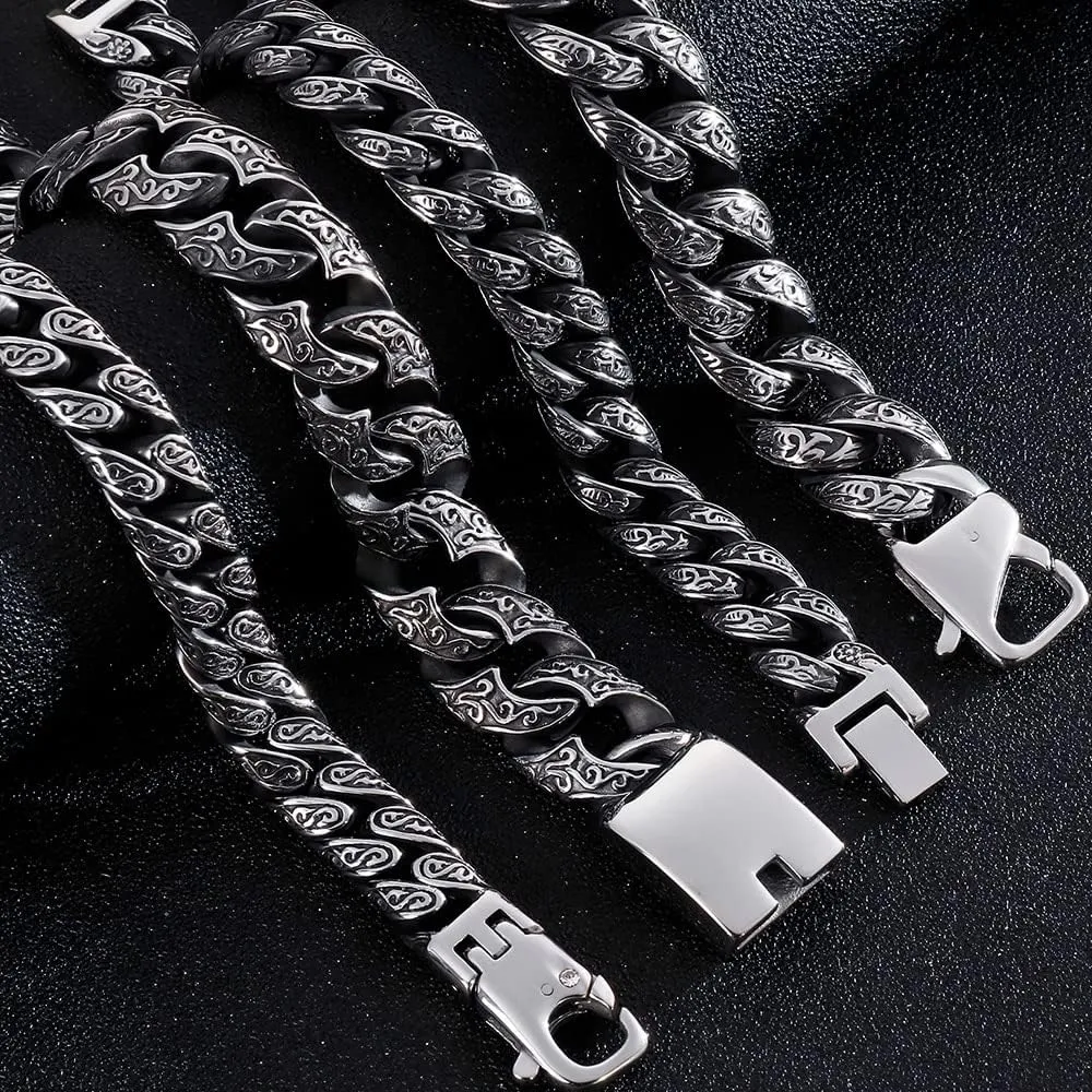 Massive Heavy Stainless Steel Bracelet For Men Men's Link Chain Bracelets Metal Bangles Armband Hand Jewelry Gifts For Boyfriend (Style 1 18MM Wide-20cm)