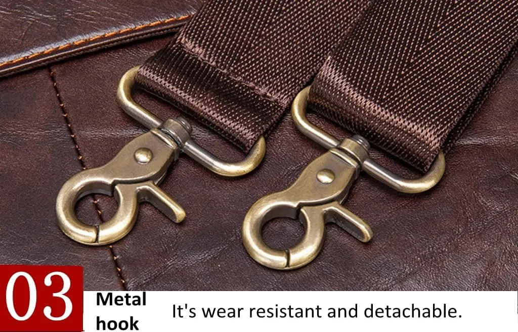 Mens Laptop Briefcase Top Leather Wear Resistant Business Satchel Computer Bag Fits 14 Inch Laptop