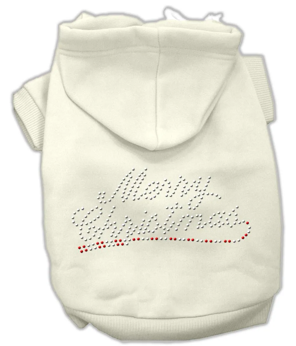 Merry Christmas Rhinestone Hoodies Cream S (10)