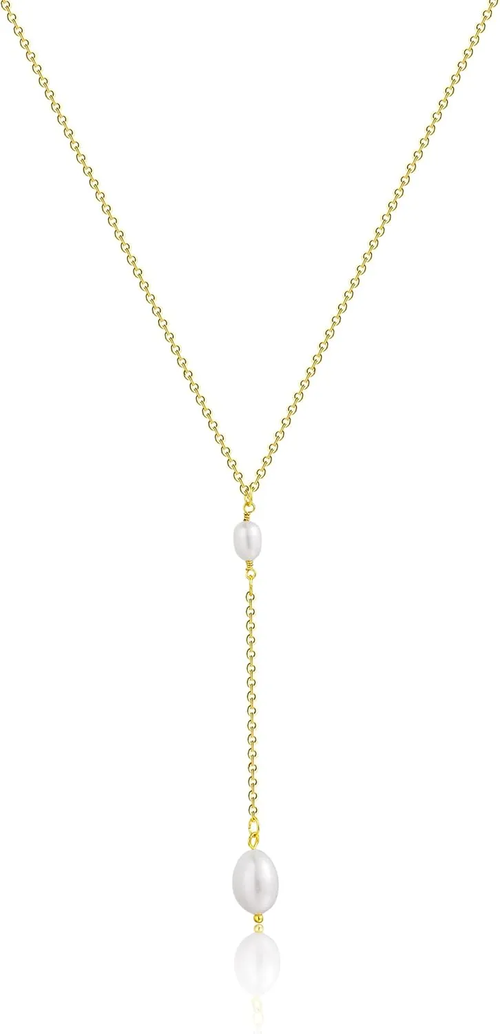 MIDEEO CZ Round Drop Y Necklace for Women 18K Gold Plated Dainty Cubic Zirconia Cut CZ Lariat Y-Shaped Necklace Delicate Cute Simple Jewelry Gift