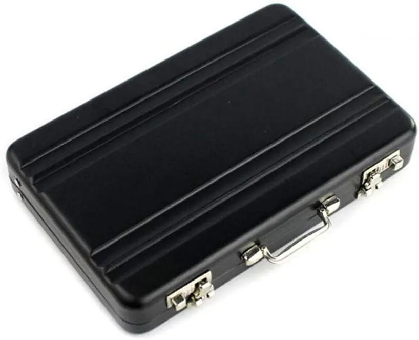 Mini Aluminum Suitcase Briefcase Card Holder Box Case Box (Black)