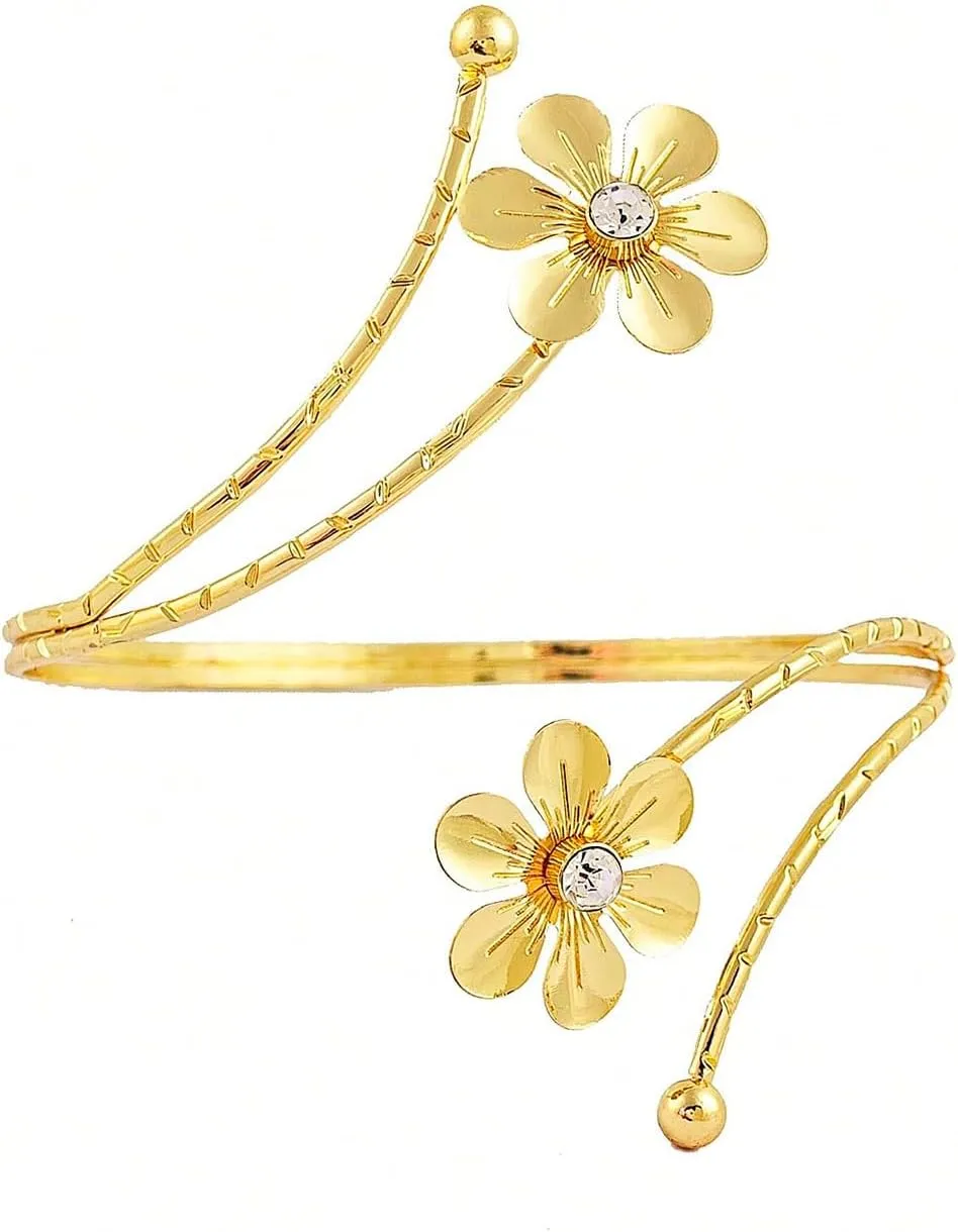 Minimalist Gold Arm Cuff Bracelet Upper Arm Band Cuff Bangle for Women Adjustable Armband Set 6 Pieces
