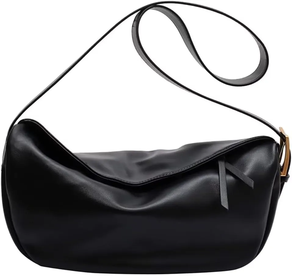Mudono Crossbody Bag for Women Large Leather Shoulder Purse Casual Hobo Crossbody Handbag Lightweight Crescent Satchel