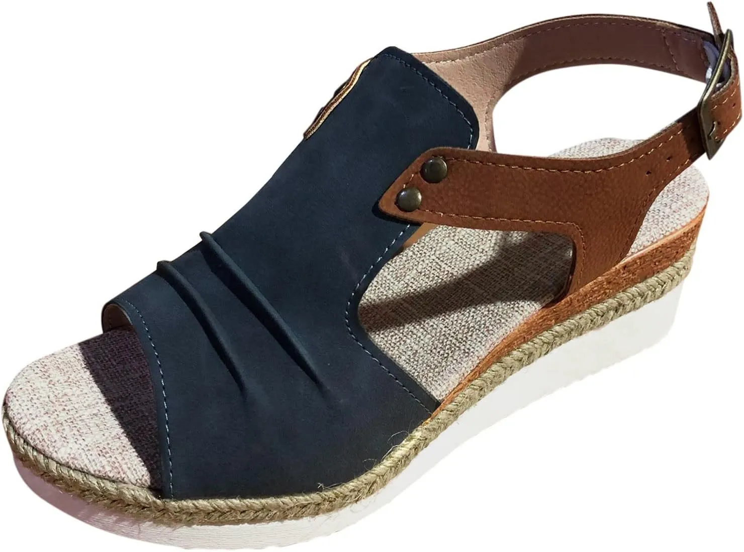 Orthopedic Sandals For Women Women Open Toe Platform Slingback Sandals With Ankle Buckle Vacation Wedge Sandals Heels
