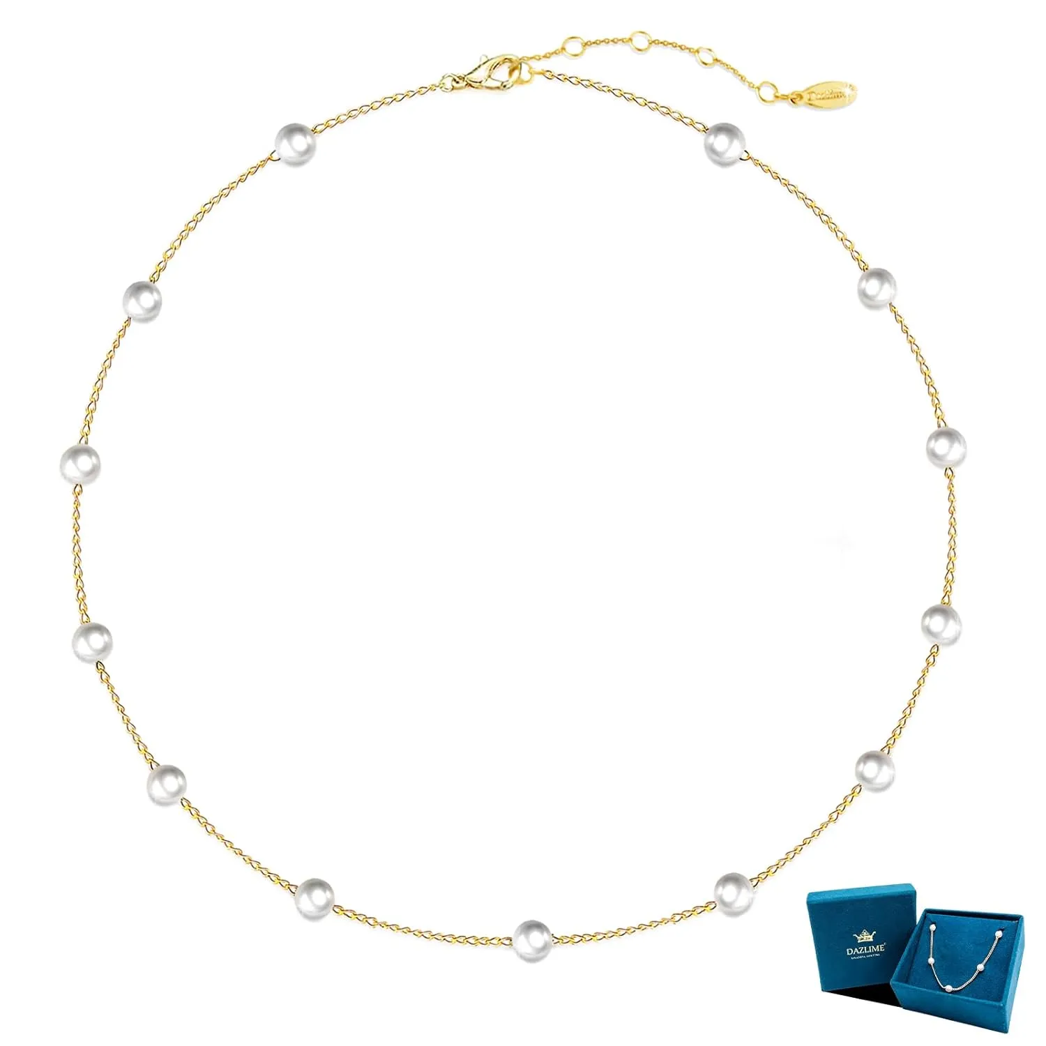 Pearl Choker Dainty Adjustable Necklace 14K Gold Plated Faux Pearl Choker Necklaces Wedding Prom Bridal Choker Necklac Jewelry Handmade Pearl Choker Necklace for Women-An Exquisite Gift.