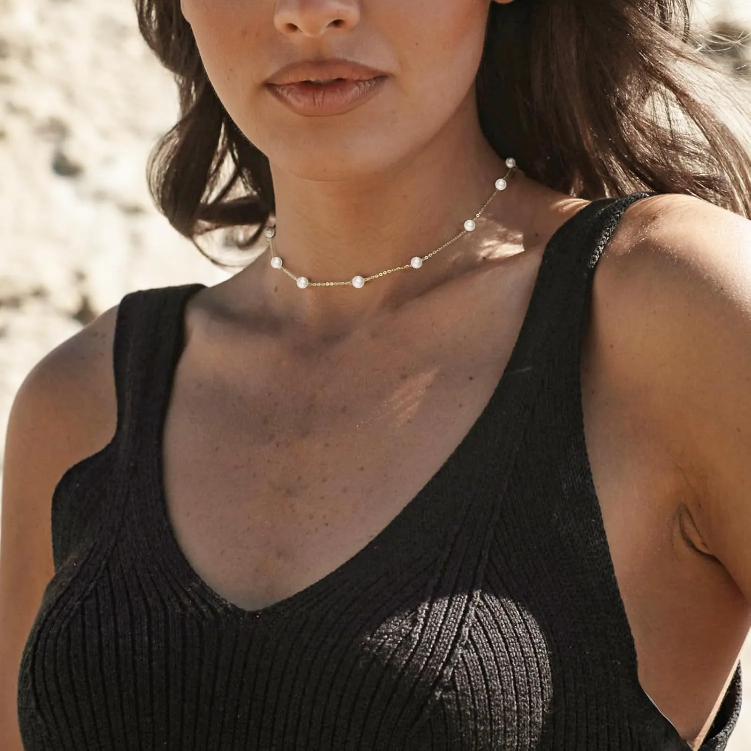 Pearl Choker Dainty Adjustable Necklace 14K Gold Plated Faux Pearl Choker Necklaces Wedding Prom Bridal Choker Necklac Jewelry Handmade Pearl Choker Necklace for Women-An Exquisite Gift.