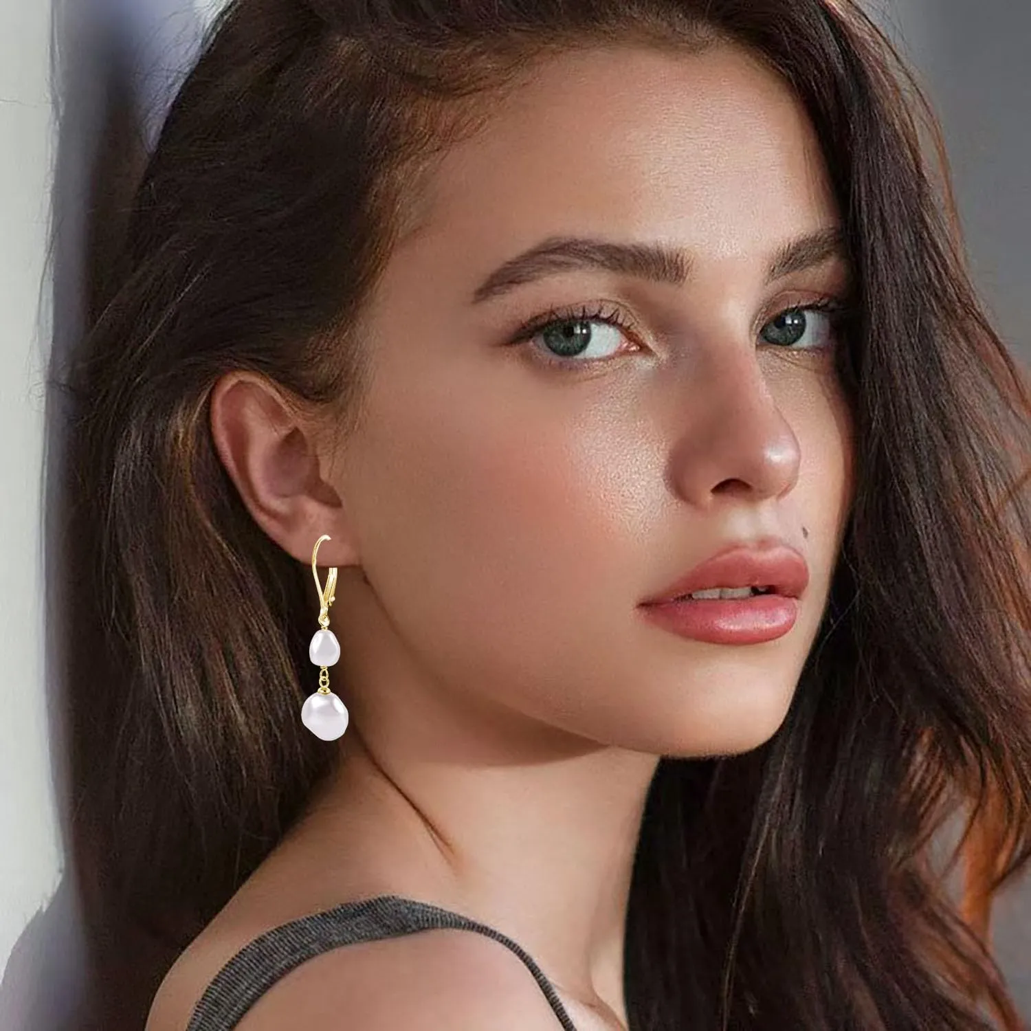 Pearl Earrings for Women Baroque Pearl Dangle Earrings Double Pearl Drop Earrings Wedding Bridal Earrings for Women Jewelry