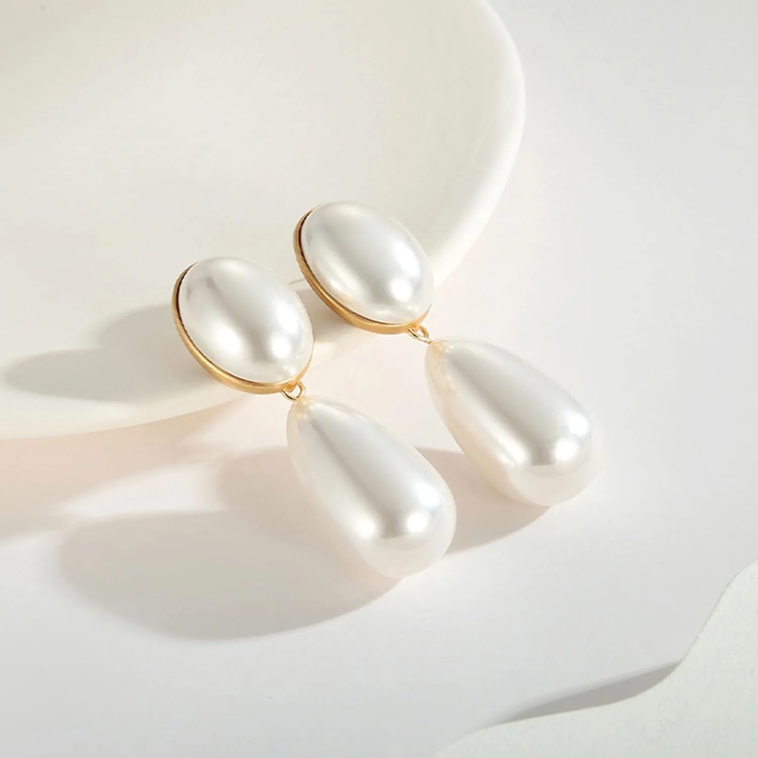 Pearl Earrings for Women Big Pearl Drop Earrings Dainty Gold Pearl Earrings Prom Wedding Earrings for Bride Jewelry Gifts