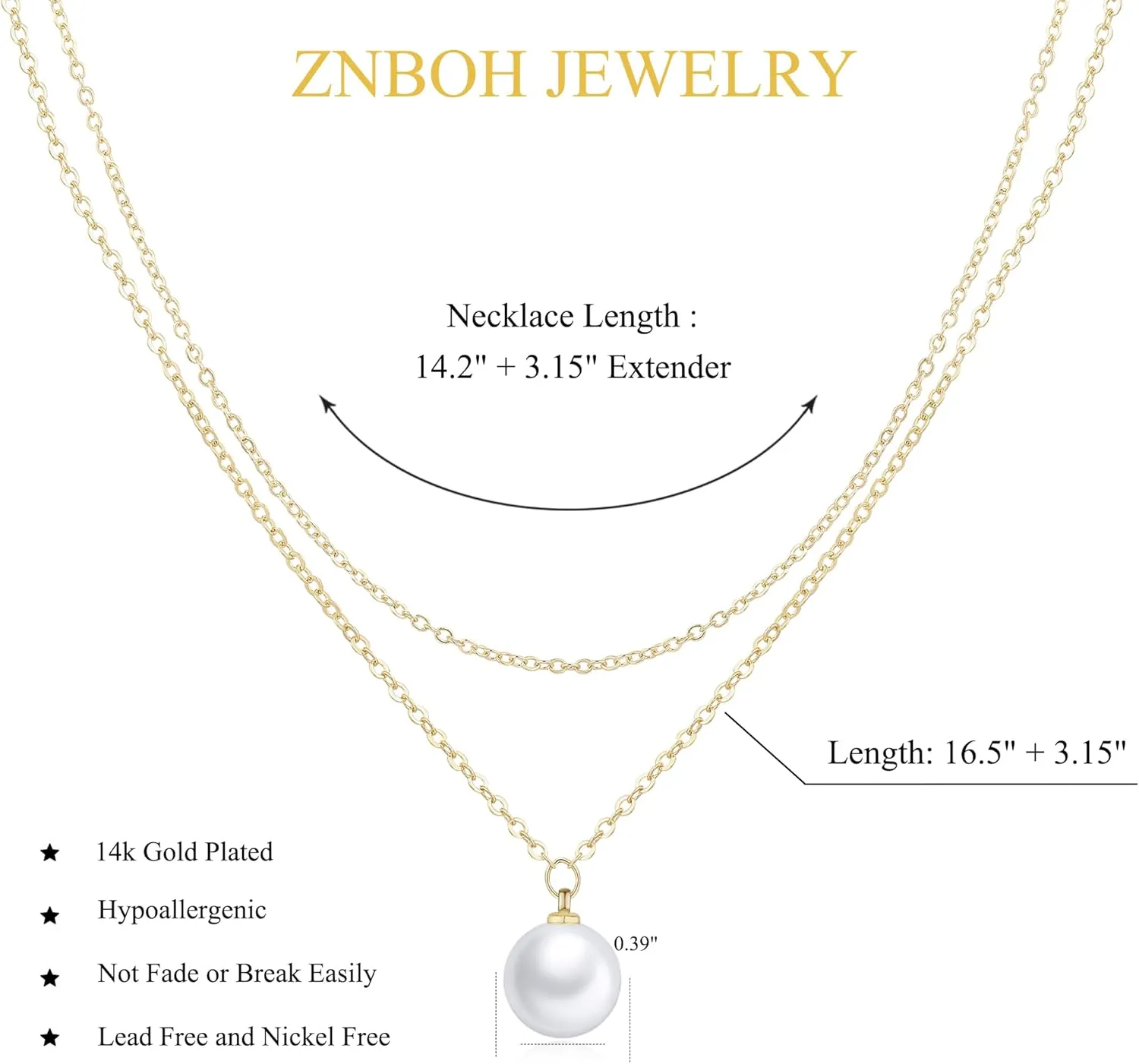Pearl Necklaces for Women 14k Gold Plated Dainty Choker Layered Pearls Pendant Necklace for Girls Cute Simple Faux Pearl Necklace Trendy Thin Small Drop Chain Wedding Prom Bridal Jewelry Gift