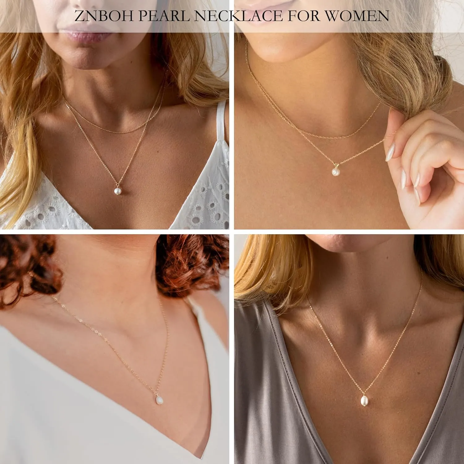 Pearl Necklaces for Women 14k Gold Plated Dainty Choker Layered Pearls Pendant Necklace for Girls Cute Simple Faux Pearl Necklace Trendy Thin Small Drop Chain Wedding Prom Bridal Jewelry Gift