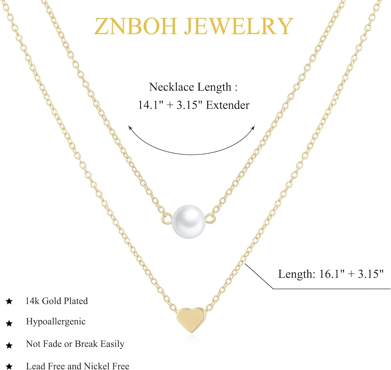 Pearl Necklaces for Women 14k Gold Plated Dainty Choker Layered Pearls Pendant Necklace for Girls Cute Simple Faux Pearl Necklace Trendy Thin Small Drop Chain Wedding Prom Bridal Jewelry Gift