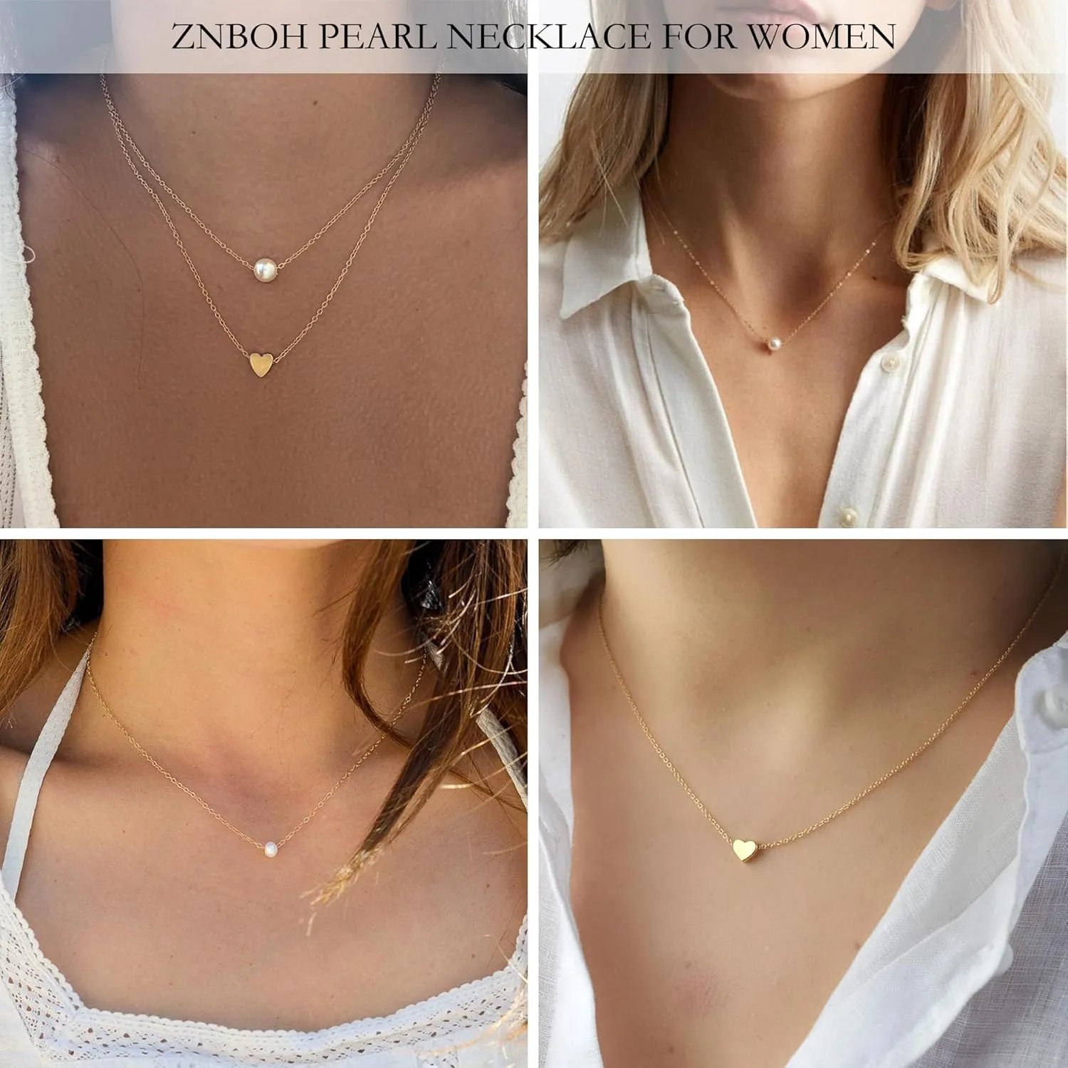 Pearl Necklaces for Women 14k Gold Plated Dainty Choker Layered Pearls Pendant Necklace for Girls Cute Simple Faux Pearl Necklace Trendy Thin Small Drop Chain Wedding Prom Bridal Jewelry Gift