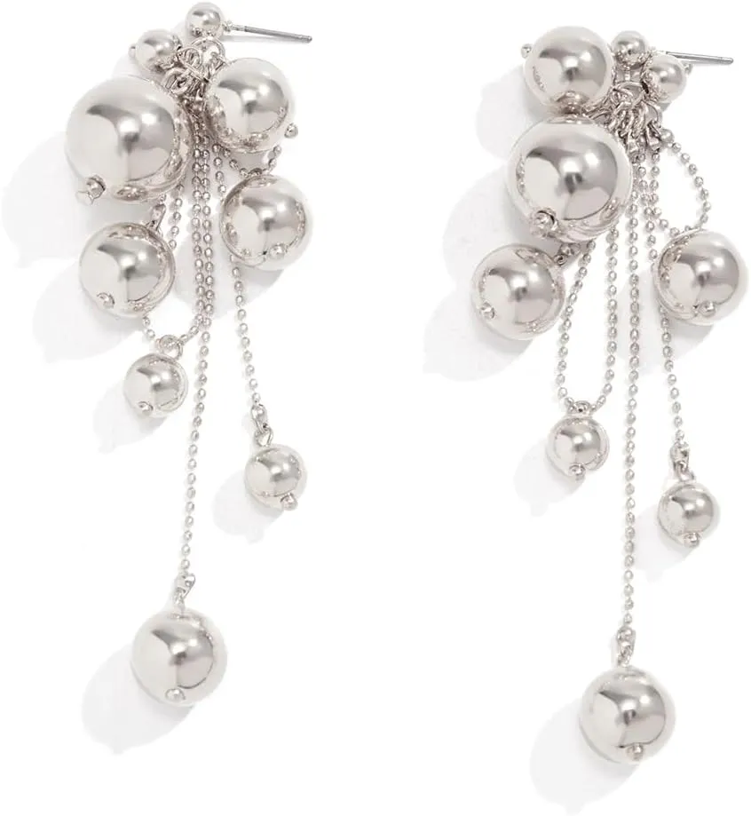 Pearl Tassel Chain Statement Earrings for Women Long Pearl Ball Drop Earrings Bridal Wedding Prom Beaded Tassel Drop Earrings Valentine's Day Mother's Day Jewelry