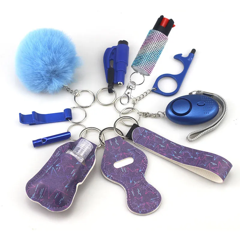 Pepper Spray Bling-Jeweled Mace 11-Piece Safety Keychain Set