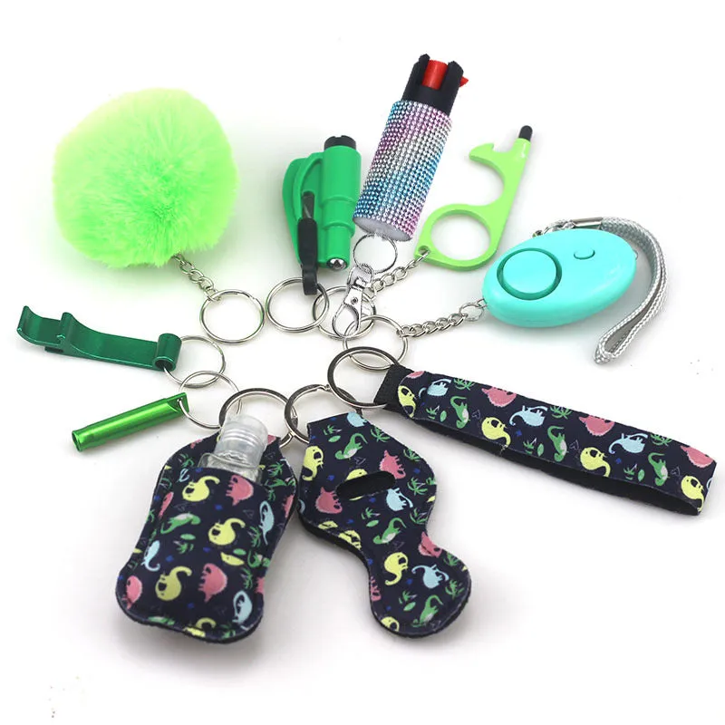 Pepper Spray Bling-Jeweled Mace 11-Piece Safety Keychain Set