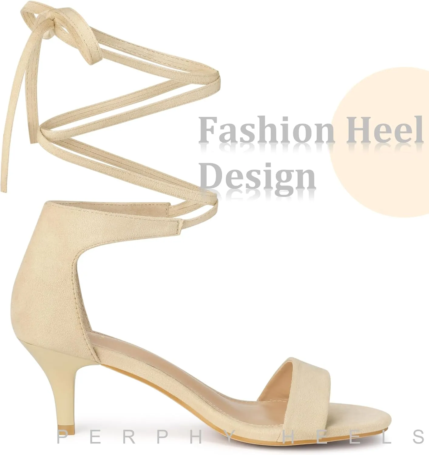 Perphy Lace Up Comfortable Kitten Heels Sandals for Women