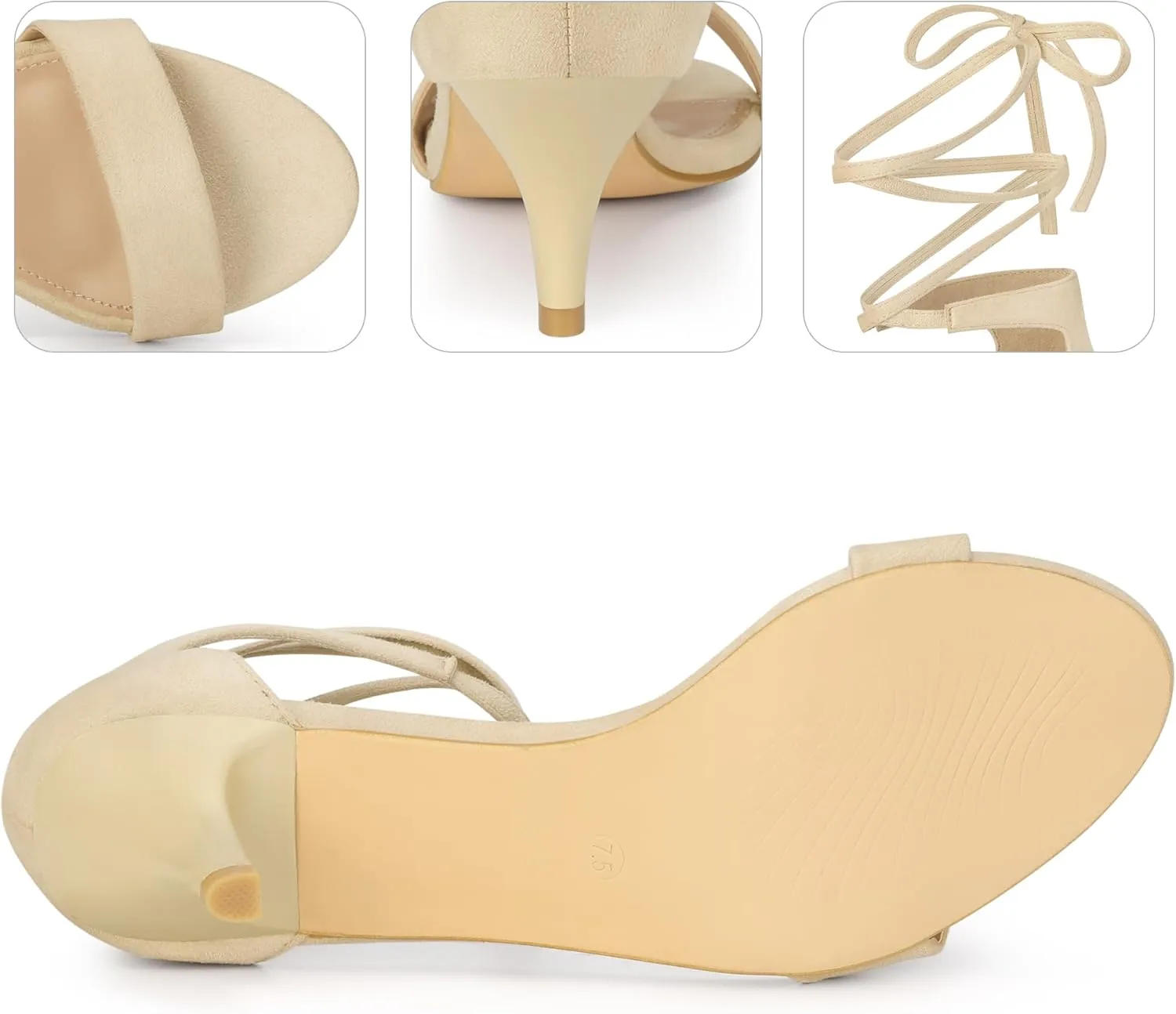 Perphy Lace Up Comfortable Kitten Heels Sandals for Women