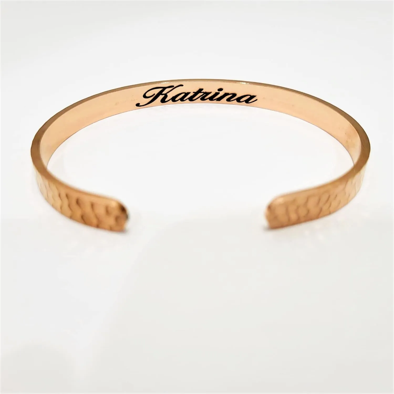 Personalized Gift for Mother - Custom Name Coordinates Latitude Longitude Location Bracelet Cuff Bangle (Rose Gold)