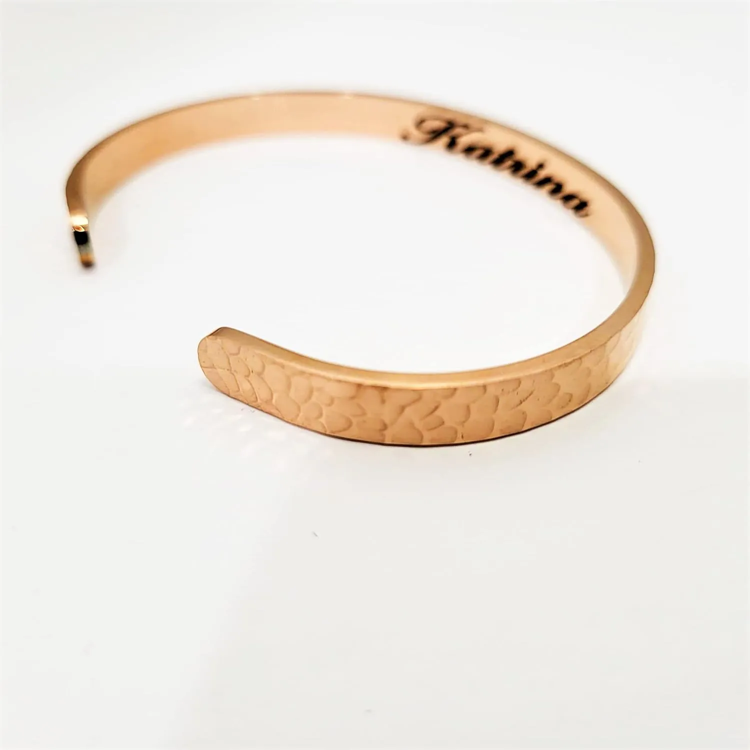 Personalized Gift for Mother - Custom Name Coordinates Latitude Longitude Location Bracelet Cuff Bangle (Rose Gold)