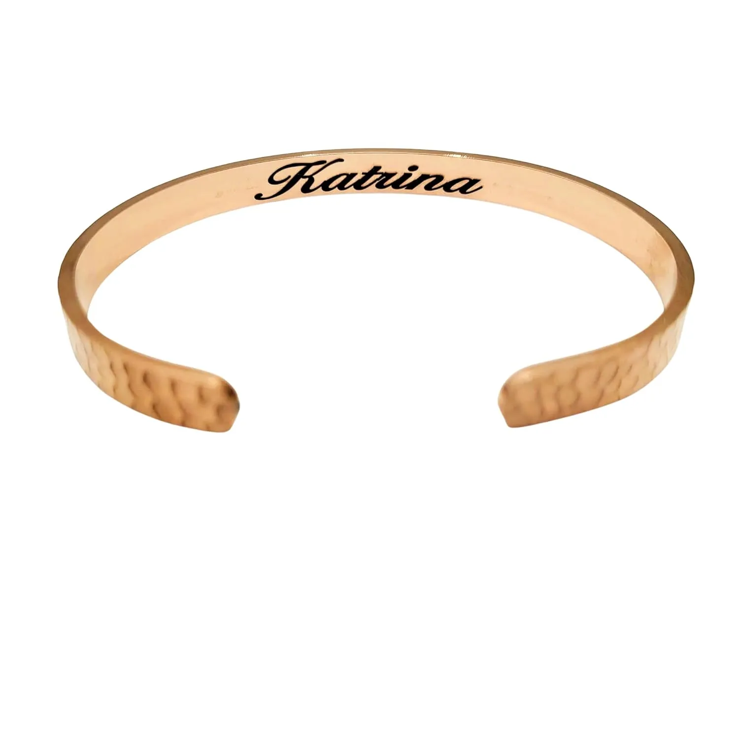 Personalized Gift for Mother - Custom Name Coordinates Latitude Longitude Location Bracelet Cuff Bangle (Rose Gold)