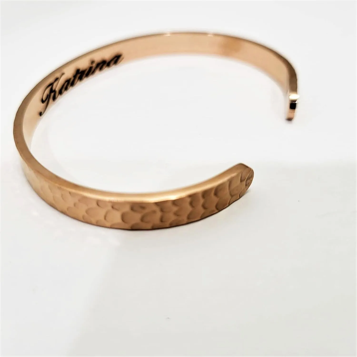 Personalized Gift for Mother - Custom Name Coordinates Latitude Longitude Location Bracelet Cuff Bangle (Rose Gold)