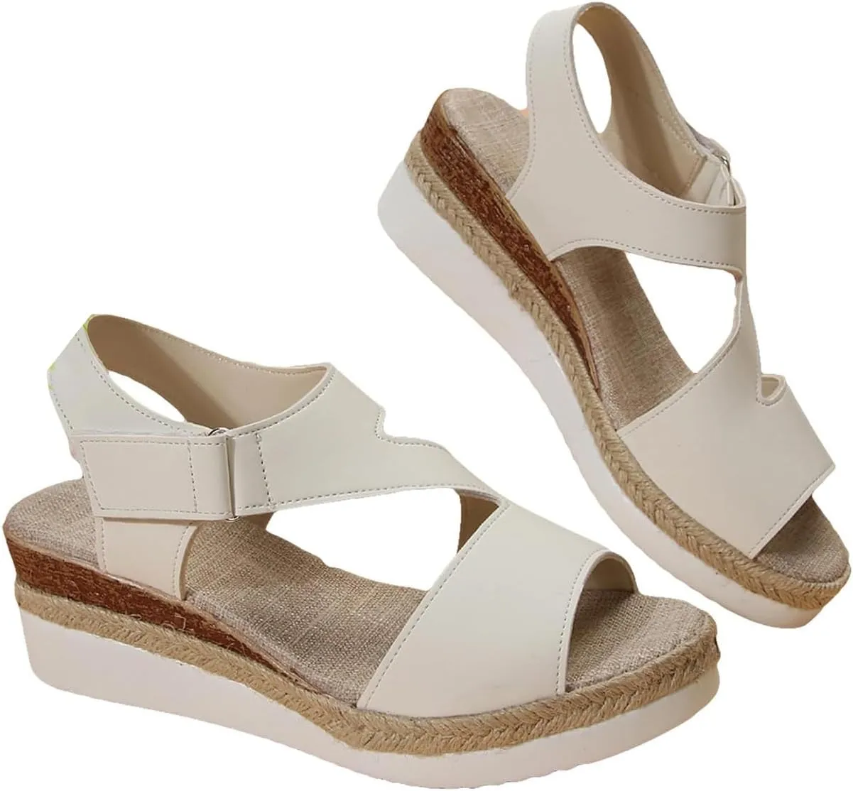 Platform Wedge Sandals for Women Casual Open Toe Adjustable Ankle Sandals Comfortable Arch Support Walking Shoes Summer Beach Shoes